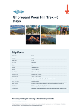 Ghorepani Poon Hill Trek - 6 Days