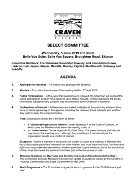 Select Committee Agenda and Reports