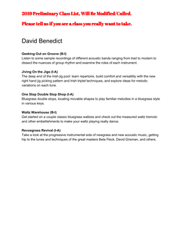 David Benedict