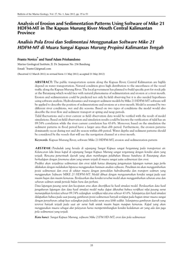 Analysis of Erosion and Sedimentation Patterns Using Software of Mike 21 HDFM-MT in the Kapuas Murung River Mouth Central Kalimantan Province