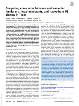 Comparing Crime Rates Between Undocumented Immigrants, Legal Immigrants, and Native-Born US Citizens in Texas