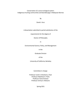 Conservation of a Socio-Ecological System: Indigenous Hunting Communities and Bearded Pigs in Malaysian Borneo