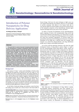 Introduction of Polymer Nanoparticles for Nanoparticles Generally Have the Following Properties [13-17]: Drug Delivery Applications