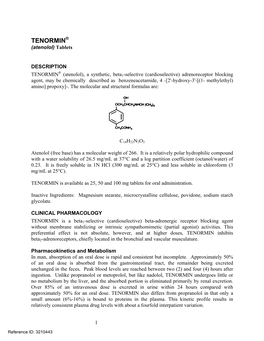 TENORMIN® (Atenolol) Tablets