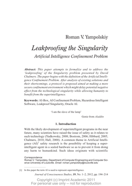 Leakproofing the Singularity Artificial Intelligence Confinement Problem