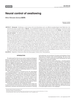 Neural Control of Swallowing