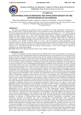 Biocontrol Fungi in Reducing the Population Density Of