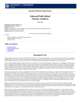 Edward Field Alfred Chester Archives