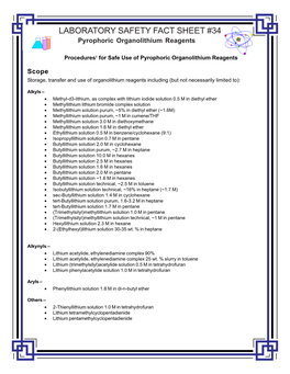 Pyrophoric Organolithium Reagents