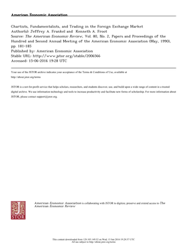 Chartists, Fundamentalists, and Trading in the Foreign Exchange Market Author(S): Jeffrey A