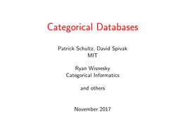 Categorical Databases