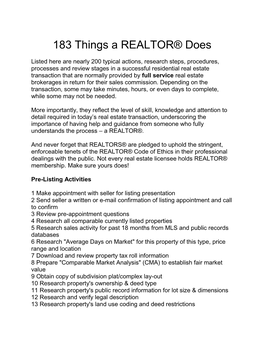 183 Things a REALTOR® Does