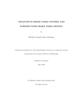 Advances in Shake Table Control and Substructure