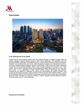 Bangkok Marriott Marquis Queens Park Fact Sheet