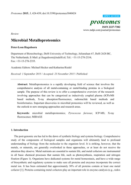 Microbial Metalloproteomics