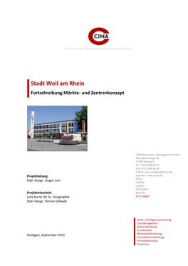 Stadt Weil Am Rhein Fortschreibung Märkte- Und Zentrenkonzept