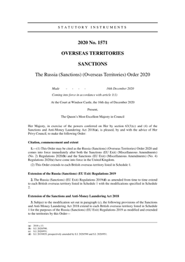 The Russia (Sanctions) (Overseas Territories) Order 2020