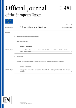 Official Journal C 481 of the European Union