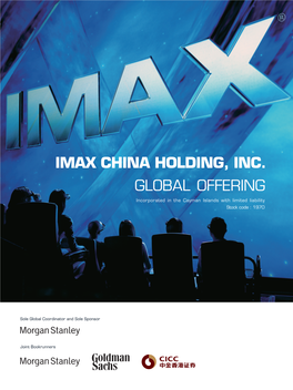 IMAX CHINA HOLDING, INC. IMAX CHINA Sole Global Coordinator and Sole Sponsor Joint Bookrunners