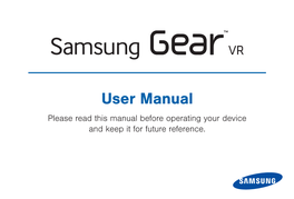 SM-R320 Samsung Gear VR User Manual