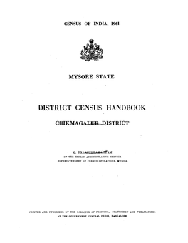 District Census Handbook, Chikmagalur