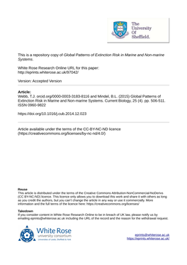 Global Patterns of Extinction Risk in Marine and Non-Marine Systems