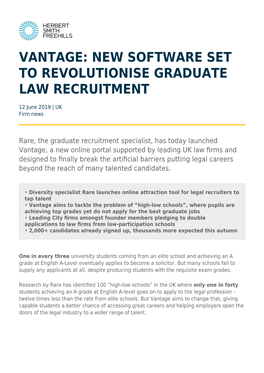 Vantage: New Software Set to Revolutionise Graduate Law Recruitment