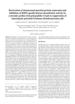 Restoration of Desmosomal Junction Protein Expression and Inhibition Of