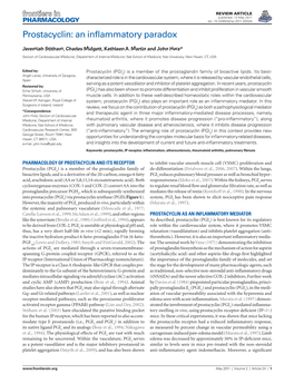 Prostacyclin: an Inflammatory Paradox