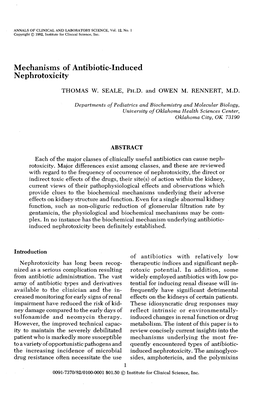 Mechanisms of Antibiotic-Induced Nephrotoxicity THOMAS W