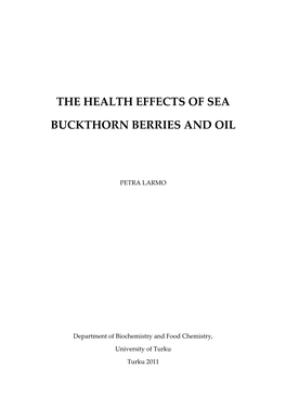 The Health Effects of Sea Buckthorn Berries and Oil in Humans