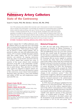 Pulmonary Artery Catheters State of the Controversy