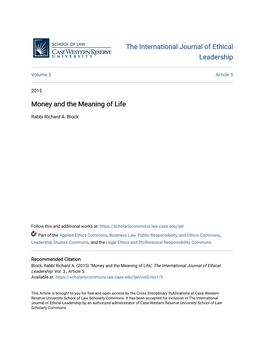 Money and the Meaning of Life