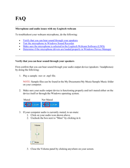 Microphone and Audio Issues with My Logitech Webcam to Troubleshoot