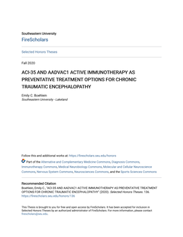 Aci-35 and Aadvac1 Active Immunotherapy As Preventative Treatment Options for Chronic Traumatic Encephalopathy