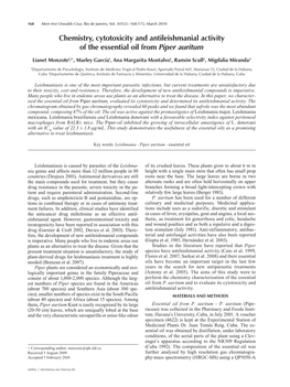 Chemistry, Cytotoxicity and Antileishmanial Activity of the Essential Oil from Piper Auritum