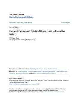 Improved Estimates of Tributary Nitrogen Load to Casco Bay, Maine