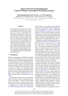 Improved Word Sense Disambiguation Using Pre-Trained Contextualized Word Representations