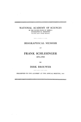 Frank Schlesinger 1871-1943