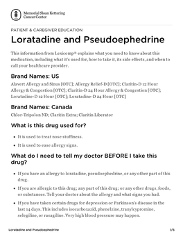 Loratadine and Pseudoephedrine | Memorial Sloan Kettering Cancer