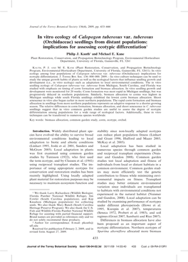 Ecotypic Differentiation Calopogon Tuberosus