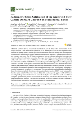 Radiometric Cross-Calibration of the Wide Field View Camera Onboard Gaofen-6 in Multispectral Bands