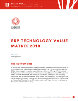 Erp Technology Value Matrix 2018