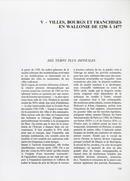 Villes, Bourgs Et Franchises En Wallonie De 1250 À 1477