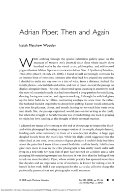 Adrian Piper, Then and Again