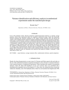 Variance Identification and Efficiency Analysis in Randomized