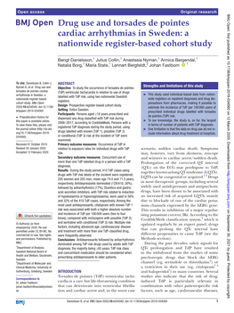 Drug Use and Torsades De Pointes Cardiac Arrhythmias in Sweden: a Nationwide Register-­Based Cohort Study