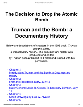 Truman and the Bomb: a Documentary History