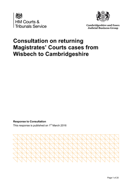 Consultation on Returning Magistrates' Courts Cases From