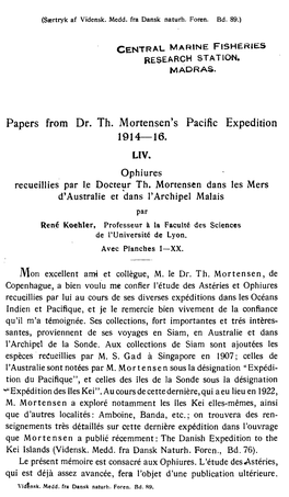 Papers from Dr. Th. Mortensen's Pacific Expedition LIV